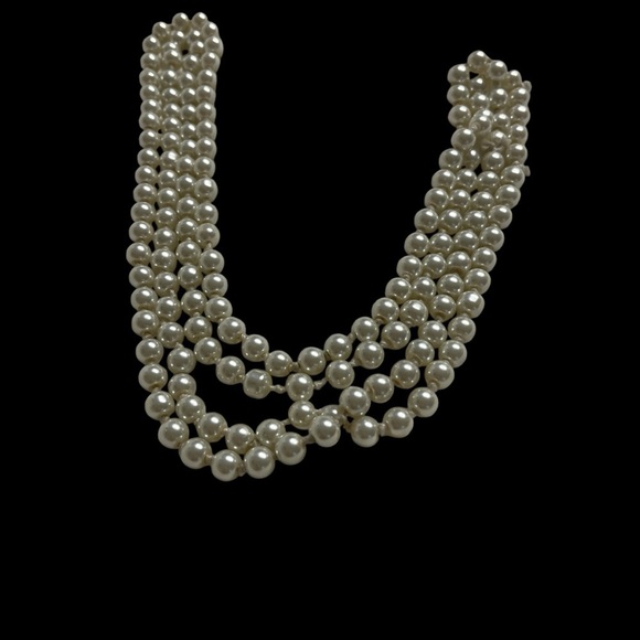 VTG 50'S HIGH LUSTER PEARL GLASS BEAD NECKLACE FLAPPER 60” AND STRETCH BRACELET - Picture 4 of 6